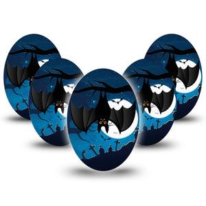 ExpressionMed Hanging Bat Medtronic Guardian Enlite Universal Oval 5-Pack Dark And Spooky Bat Plaster Continuous Glucose Monitor Design