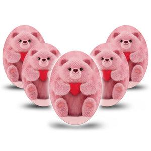 ExpressionMed Bear-y Lovable Medtronic Guardian Enlite Universal Oval 5-Pack Tape Bear holding heart Plaster CGM Design