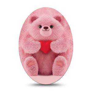 ExpressionMed Bear-y Lovable Medtronic Guardian Enlite Universal Oval Single Tape Pink bear with heart Plaster CGM Design