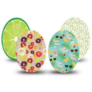 Medtronic Enlite / Guardian ExpressionMed Summer Breeze Variety Pack Universal Oval Tape, 4-Pack, Fruit Slices Themed, Medtronic Overlay Patch Design