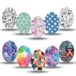 ExpressionMed Girls Holiday Gift Set Medtronic Guardian Enlite Universal Oval, 10-Pack Tape, Retro coat print Vinyl Decoration for CGM