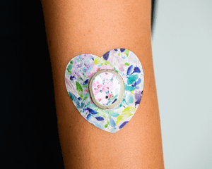 ExpressionMed, Subdued Tropics Dexcom G7 and Stelo Transmitter Sticker, Tape & Sticker, Arm Wearing Subdued Tropics Themed CGM Adhesive Patch Design