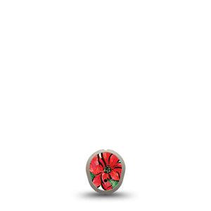 ExpressionMed Poinsetta Dexcom G7 Transmitter Sticker, Single, Red Floral Inspired, Adhesive Sticker Design