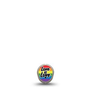 ExpressionMed Love is Love Dexcom G7 Transmitter Sticker, Single Sticker Only, Love is Love quote over Basic Rainbow Design Vinyl CGM Dexcom G7 Transmitter Sticker, Dexcom Stelo Glucose Biosensor System