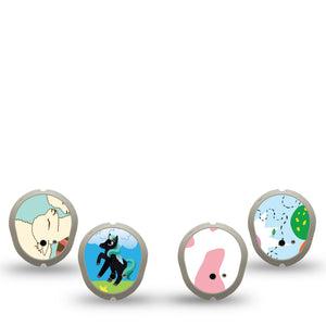 Cute & Cuddly Variety Pack Dexcom G7 Transmitter Sticker, 4-Pack, Cuddly Animals Themed, Adhesive Sticker Design, Dexcom Stelo Glucose Biosensor System