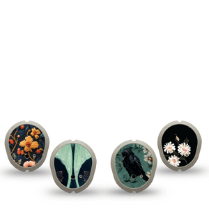 ExpressionMed Gothic Wilderness Dexcom G7 and Dexcom Stelo Glucose Biosensor System Sticker, 4-Pack Sticker dark floral wilderness design Sensor Cover for Continuous Glucose Monitor