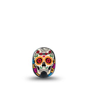 ExpressionMed Dia de los Muertos Eversense Sticker, Single Sticker Only, Colorful Flower Skull themed vinyl Eversense device sticker design