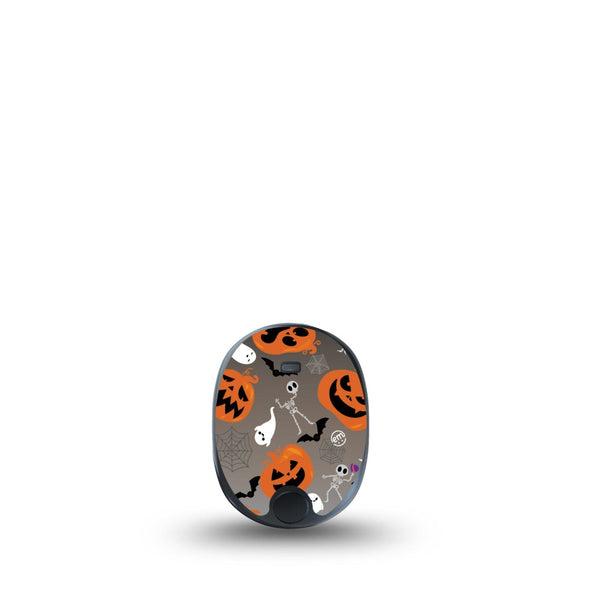 ExpressionMed Halloweeny Eversense Sticker, Single Sticker Only, Classic Halloween skeleton pumpkin ghosts webs themed design