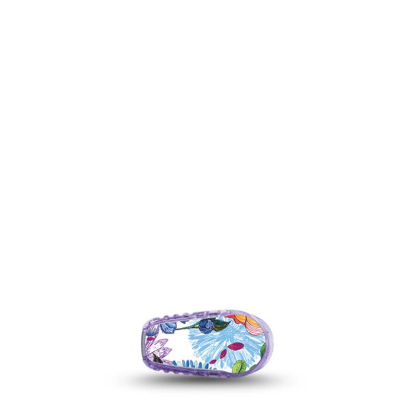 Stylised Floral Dexcom G6 Transmitter Sticker, Single, Floral Decorative Artwork Inspired, Adhesive Sticker Design