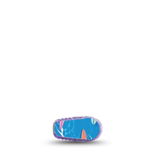 ExpressionMed Surfing Dogs Dexcom G6 Transmitter Sticker, Single, Beach shore And Surfboards Themed, Adhesive Sticker Design