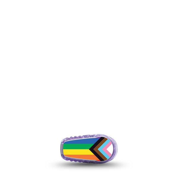 ExpressionMed Progress Pride Flag Dexcom G6 Transmitter Sticker, Single Sticker Only, Inclusive Pride Flag Inspired Design Vinyl Dexcom G6 Transmitter Sticker