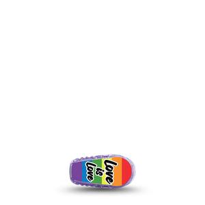 ExpressionMed Love is Love Dexcom G6 Transmitter Sticker, Single Sticker Only, Love is Love Quote over Rainbow Vinyl CGM Dexcom G6 Transmitter Sticker