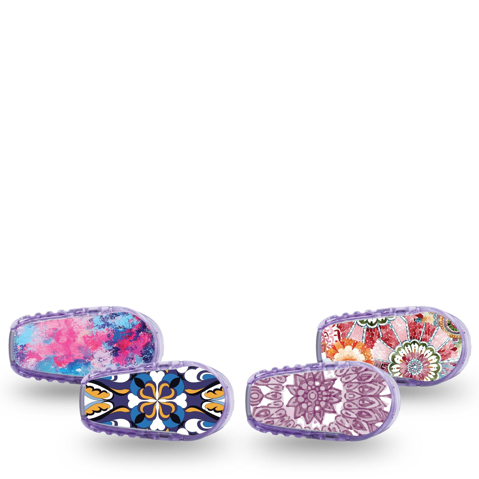 ExpressionMed Geometric Gems Dexcom G6 Transmitter Sticker, 4-Pack, Geometric Florals Inspired, Adhesive Sticker Design