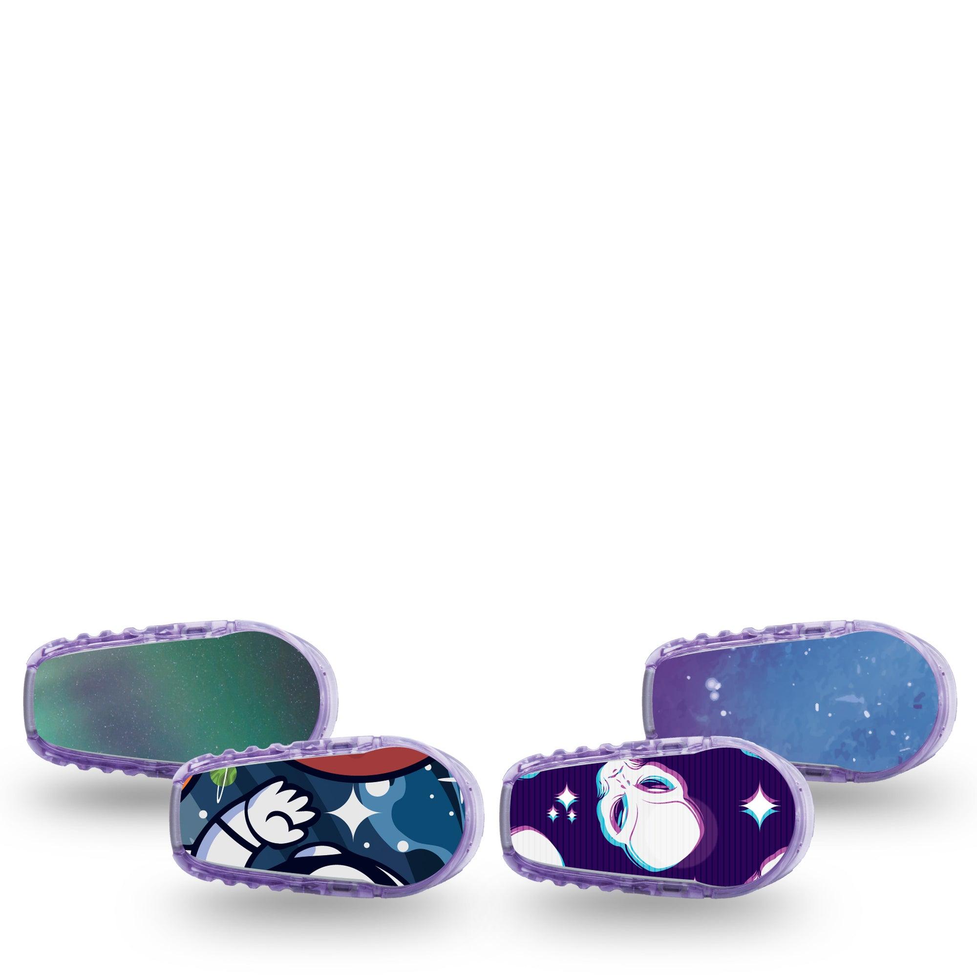 ExpressionMed Abduction Variety Pack Dexcom G6 Sticker 4-Pack Sticker Variety Space-Themed, Decorative Decal CGM Design