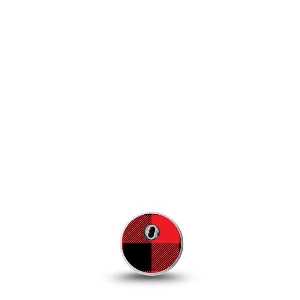ExpressionMed Libre 3 Transmitter Sticker Black and Red Checkered, Box Stripes Pattern - Center Sticker