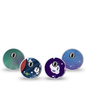 ExpressionMed Abduction Variety Pack Freestyle Libre 3 Sticker 4-Pack Sticker Variety Purple Classic Alien Theme,  Decorative Decal CGM Design