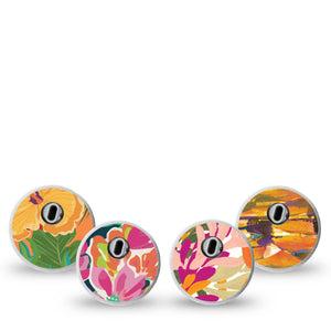 ExpressionMed Tangerine Tropics Variety Pack Freestyle Libre 3 Sticker 4-Pack Sticker Variety Oceanfront Floralscape, Decorative Decal CGM Design