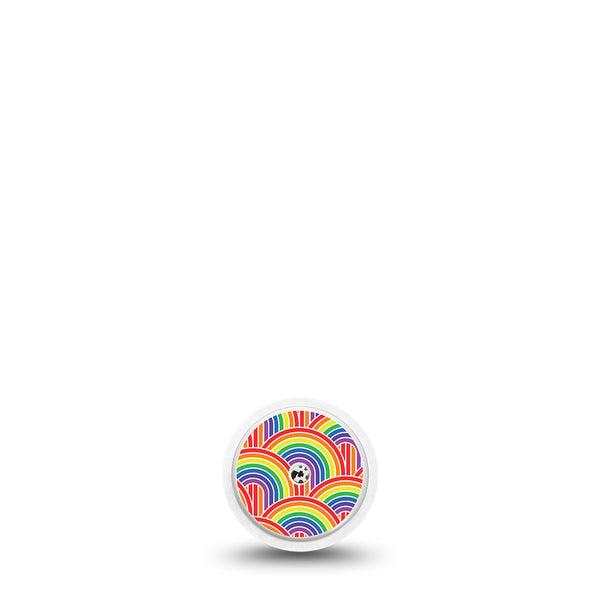Abundant Rainbows Libre 2 Transmitter Sticker, Single Sticker Only, Overlapping Cartoon Rainbows CGM Vinyl Libre 2 Transmitter Sticker, Abbott Lingo