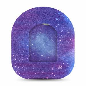 ExpressionMed Galaxy Pod Sticker with Tape with matching Omnipod Center Vinyl Sticker Single Purple Space Theme Pump Design