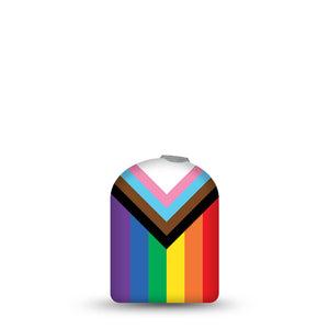 ExpressionMed Progress Pride Flag Pod Sticker, Single Sticker Only, Pride Flag Inclusiveness Inspired Design Omnipod Device Vinyl Sticker
