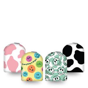 ExpressionMed Cow Print Surprise Variety Pack Pod Sticker, 4-Pack, Colored Animal Coat Themed, Adhesive Sticker Design