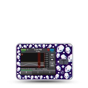 ExpressionMed, Aliens T-Slim Sticker, Single Sticker, Alien Heads Space Purple Themed CGM T-Slim Device Sticker