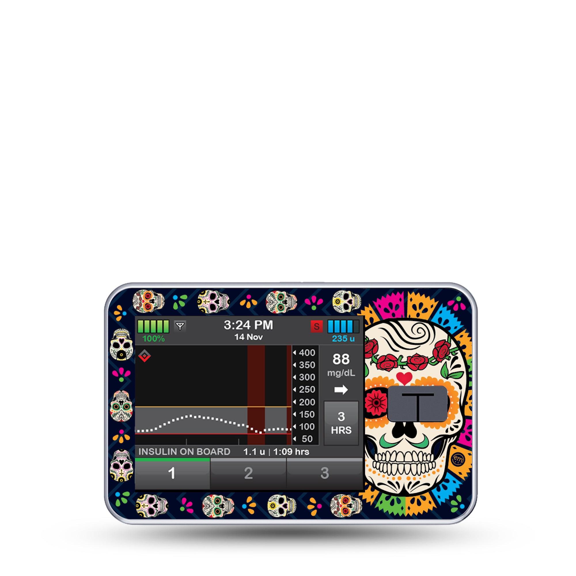 ExpressionMed Dia de los Muertos T-Slim Sticker Flower skull day of the dead themed T-Slim Device Sticker