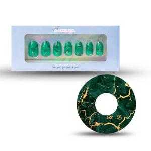 ExpressionMed Just BeCause 24 Pcs ABS Press on nails Medium, Green & Gold Marble Fake Nails set with matching Green & Gold Marble Infusion Set Fixing Ring, Support T1D - ExpressionMed.com	