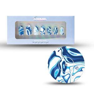 Just BeCause 24 Pcs ABS Press on nails Medium, Blue and white marble Fake Nails set with matching Blue and white marble Libre 2 Adhesive Tape and Center Sticker, Support T1D - ExpressionMed.com	