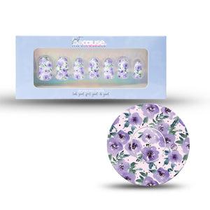 ExpressionMed Just BeCause 24 Pcs ABS Press on nails Medium, Purple floral Fake Nails set with matching Flowering Amethyst Libre 2 Adhesive Tape and Center Sticker, Support T1D - ExpressionMed.com	