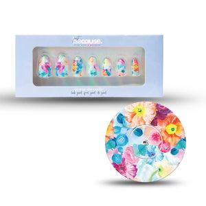 Just BeCause 24 Pcs ABS Press on nails Medium, pink and orange floral Fake Nails set with matching Watercolor Poppies Libre 2 Adhesive Tape and Center Sticker, Support T1D - ExpressionMed.com	