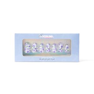 ExpressionMed Just BeCause 24 Pcs ABS Press on nails Medium, light purple floral Fake Nails, Support T1D - ExpressionMed.com