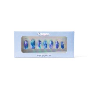 ExpressionMed Just BeCause 24 Pcs ABS Press on nails Medium, Purple and Blue Tie Dye Fake Nails, Support T1D - ExpressionMed.com