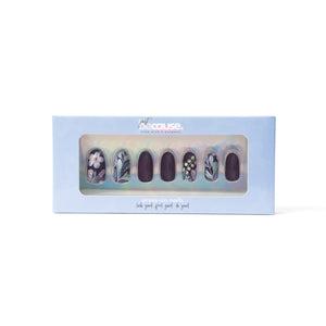 ExpressionMed Just BeCause 24 Pcs ABS Press on nails Medium, Dark Purple floral Fake Nails, Support T1D - ExpressionMed.com