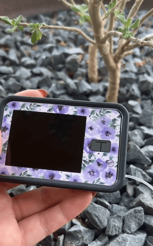ExpressionMed Flowering Amethyst T-Slim Pump Sticker in use on device