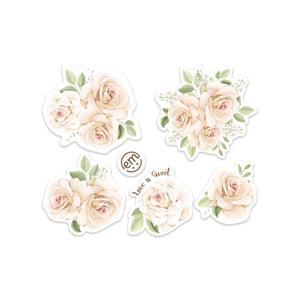 Wedding Bouquet Decal Sticker Sheet, Individual Stickers White Pink Floral Design