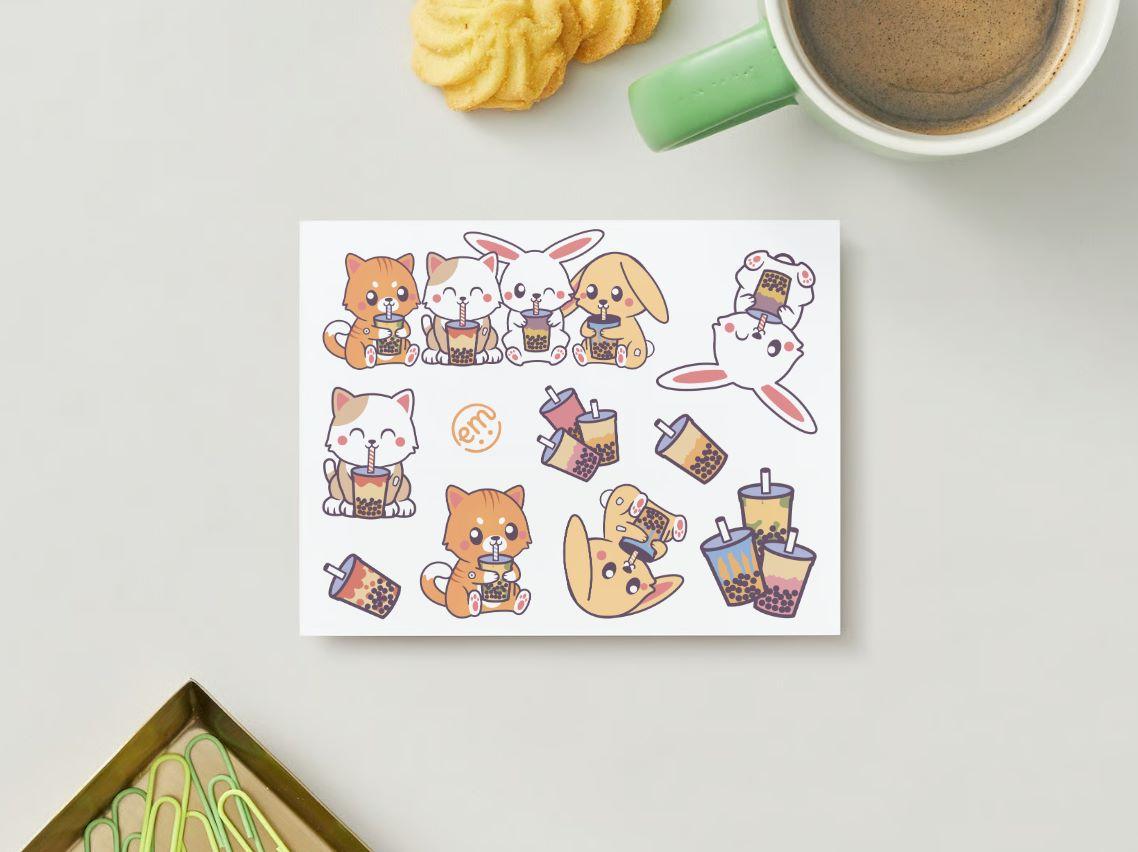 ExpressionMed Boba Buddies Decal Sticker Sheet