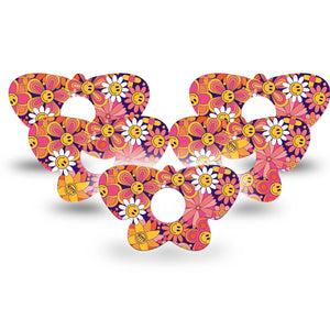 ExpressionMed Groovy Freestyle Libre 3 Butterfly Shape Tape 5-Pack retro daisies Adhesive Tape CGM Design