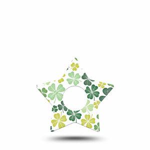 ExpressionMed Clover Pile Freestyle Libre 3 and Libre 3 Plus Star Shape Tape Single Tape Four-Leaf Lucky Clover, Patch CGM Design