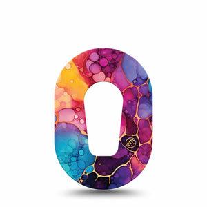 ExpressionMed Rainbow Ink Dexcom G6 Mini, Single Tape Blended color strokes Adhesive Tape for CGM