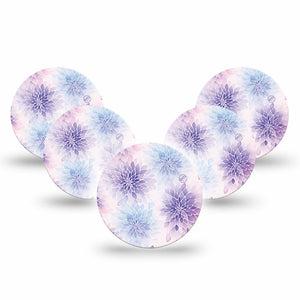 ExpressionMed Wisteria Fade Freestyle Libre 3 and Libre 3 Plus OverPatch, 5-Pack Spring purple bouquet Plaster for Continuous Glucose Monitor