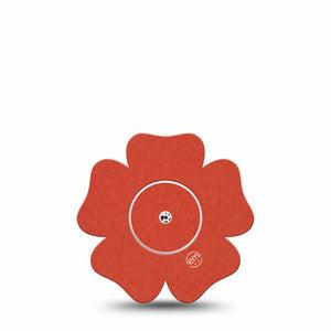 ExpressionMed Cherry Red Freestyle Libre 2 and Libre 2 Plus Flower Shape Tape, Abbott Lingo, Single Tape and Single Sticker Solid Rosy Red Shade, Plaster CGM Design