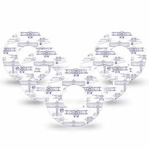 ExpressionMed Airplane Freestyle Libre and Libre 2 Plus Tape, Abbott Lingo, 5-Pack Tape Glider Planes, Fixing Ring Tape Continuous Glucose Monitor Design