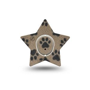 ExpressionMed Fuzzy Pawprints Dexcom G7 and Dexcom Stelo Glucose Biosensor System Star, Single Tape and Single Sticker Fleece like paw pattern Adhesive Patch for CGM