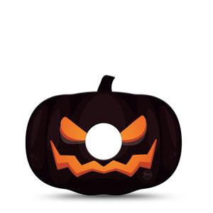 ExpressionMed Scary Pumpkin Freestyle Libre 3 Pumpkin Shape Tape Single Evil Jack-o-Lantern Patch CGM Design