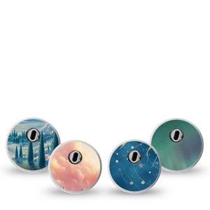 ExpressionMed Wanderer's Reverie Variety Pack Freestyle Libre 3 and Libre 3 Plus Sticker, 4-Pack Sticker Imaginary sky scenes Vinyl Decoration for CGM