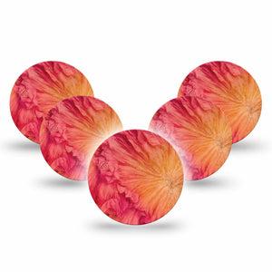 ExpressionMed Ruffles Freestyle Libre 3 and Libre 3 Plus OverPatch, 5-Pack Orange red ombre Plaster for Continuous Glucose Monitor