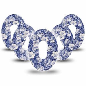 ExpressionMed Moody Blues Dexcom G6 Tape 5-Pack Tape Stone Blue Gray Flower Variety, Plaster CGM Design