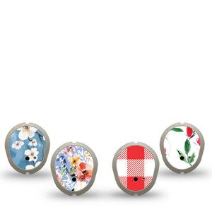ExpressionMed Liberty Blooms Dexcom G7 and Dexcom Stelo Glucose Biosensor System Sticker, 4-Pack Sticker holiday floral pattern Sensor Cover for Continuous Glucose Monitor