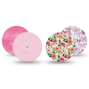 ExpressionMed Soft Pink Freestyle Libre, Libre 2 Plus, and Abbott Lingo, tape and sticker  Spring florals and ribbons Adhesive Tape for CGM